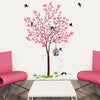Vinyl Tree with Birds and Nest Botanical Wall Stickers (Pink, 120X90cm), Self-Adhesive