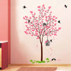 Vinyl Tree with Birds and Nest Botanical Wall Stickers (Pink, 120X90cm), Self-Adhesive
