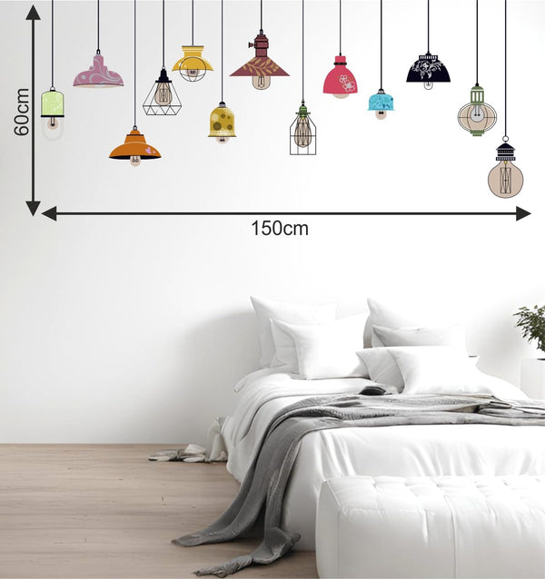 Vinyl Hanging Lamps Wall Reusable Self-Adhesive Sticker (59.05X0.39X23.62 Inches, Multicolour)