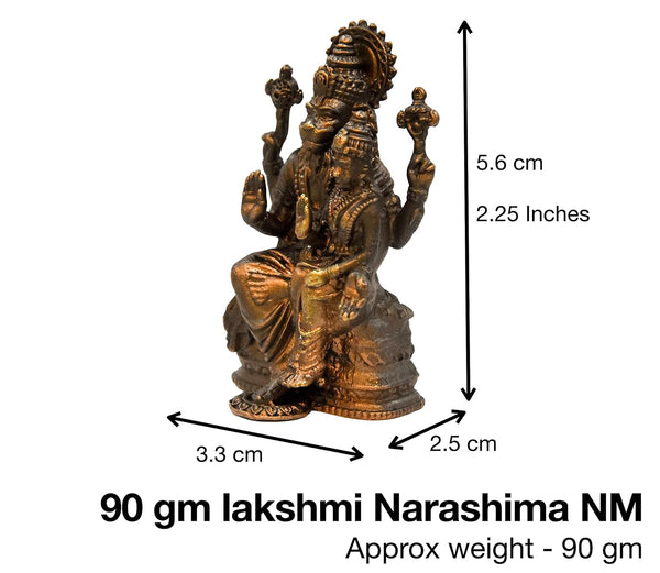 Copper Handmade Lakshmi Narashimha Idol, 90 Grams