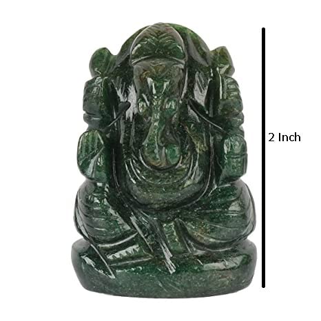 Handmade aventurine crystal Lord Ganesha idol, intricately carved, symbolizing wisdom and prosperity, ideal for home decor and altars