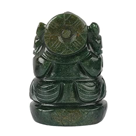 Handmade aventurine crystal Lord Ganesha idol, intricately carved, symbolizing wisdom and prosperity, ideal for home decor and altars