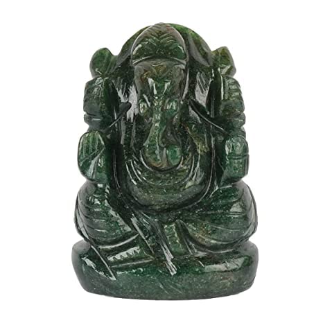 Handmade aventurine crystal Lord Ganesha idol, intricately carved, symbolizing wisdom and prosperity, ideal for home decor and altars