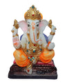 Handcrafted marble Lord Ganesha idol with a vibrant multicolor finish, measuring 9L x 7W x 15H cm, symbolizing prosperity and wisdom.