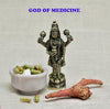 Handmade Lord Dhanvantri idol crafted from zinc alloy, featuring intricate details, perfect for home altar or pooja room, symbolizing health and healing