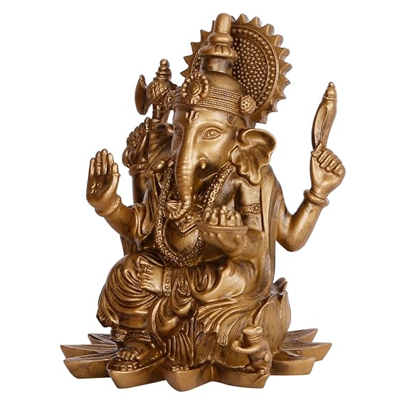 Handmade Lord Ganesha idol crafted from high-quality resin, featuring intricate details and a captivating design, perfect for home or altar decor