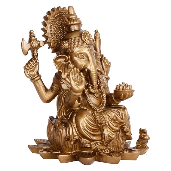 Handmade Lord Ganesha idol crafted from high-quality resin, featuring intricate details and a captivating design, perfect for home or altar decor