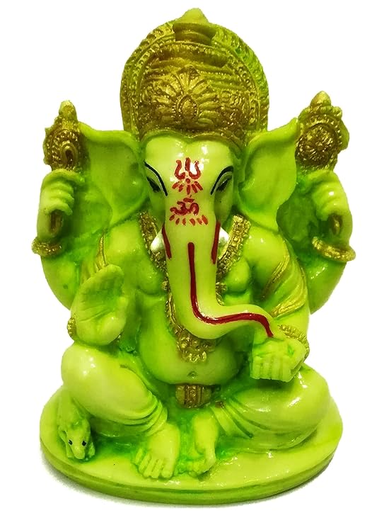 Handmade Lord Ganesha idol made of stone, featuring intricate details, ideal for altars and home decor. Dimensions: 7.5L x 2.5W x 11H