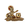 Handmade Lord Krishna idol made from aluminum with a shiny finish, featuring intricate details, perfect for home, office, or altar decor