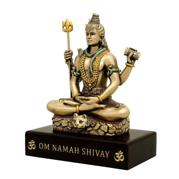 Handmade Lord Shiva brass idol in Dhyan Mudra posture, symbolizing meditation and spiritual enlightenment, perfect for home altar decor.