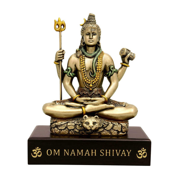 Handmade Lord Shiva brass idol in Dhyan Mudra posture, symbolizing meditation and spiritual enlightenment, perfect for home altar decor.