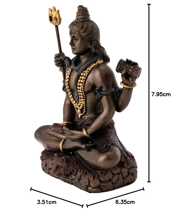 Handmade Lord Shiva bronze statue in lotus pose, symbolizing peace and protection, ideal for home altar and meditation practice