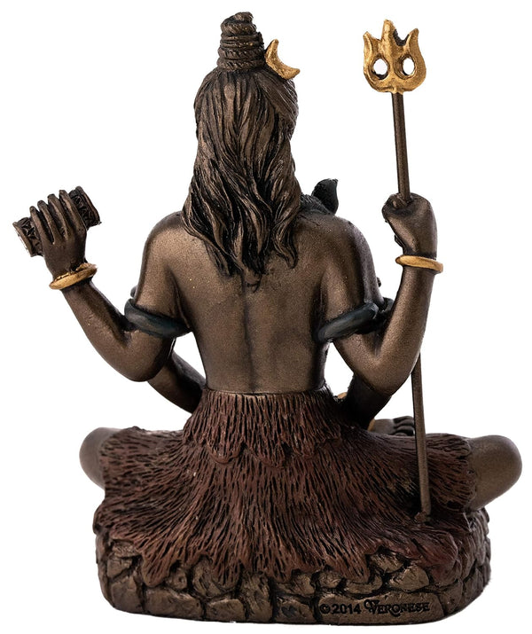 Handmade Lord Shiva bronze statue in lotus pose, symbolizing peace and protection, ideal for home altar and meditation practice