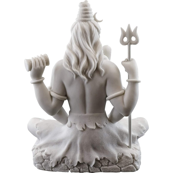 Handmade Lord Shiva marble statue with intricate detailing and white finish, ideal for home altar and meditation