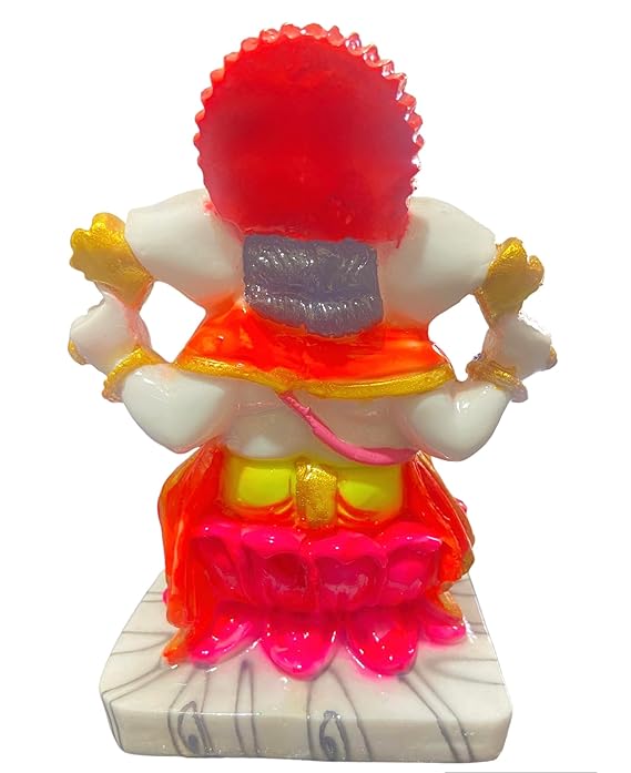 Handmade marble Lord Ganesha idol in off-white, intricately detailed, symbolizing wisdom and prosperity, ideal for home decor and altars