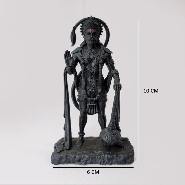 Handmade resin idol of Lord Hanuman, intricately designed, suitable for altar or home decor, symbolizing strength and devotion in Hinduism.