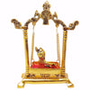 Handcrafted Krishna Jhula statue made of aluminum with golden accents, measuring 13.5L x 6.5W x 19.5H cm, symbolizing joy and devotion