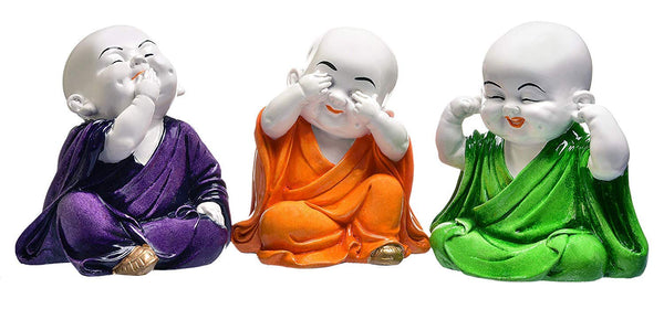 Set of laughing Buddha babies crafted from durable microfiber, ideal for home or office decor, spreading positivity and good fortune