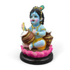 Handmade Lord Krishna Makhan Chor idol, crafted from high-quality resin, featuring vibrant colors and intricate detailing, capturing Krishna's playful charm