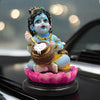 Handmade Lord Krishna Makhan Chor idol, crafted from high-quality resin, featuring vibrant colors and intricate detailing, capturing Krishna's playful charm