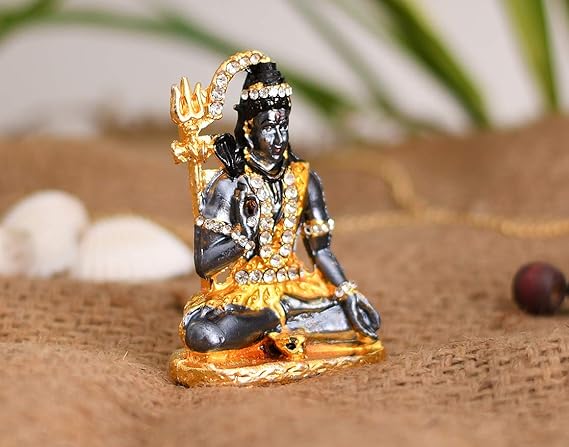 Handcrafted Lord Shiva idol with a gold finish, symbolizing protection and wisdom, ideal for home, office, or altar decoration