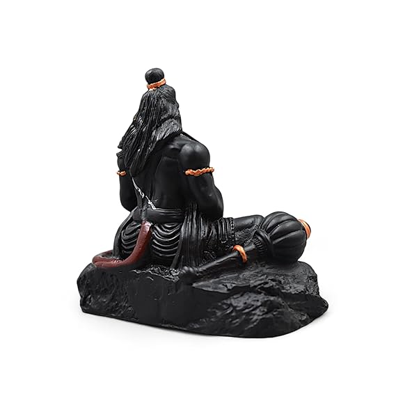 Handmade black resin idol of Lord Hanuman Ji, showcasing intricate design with Lord Ram Ji, ideal for car dashboards and home altars.