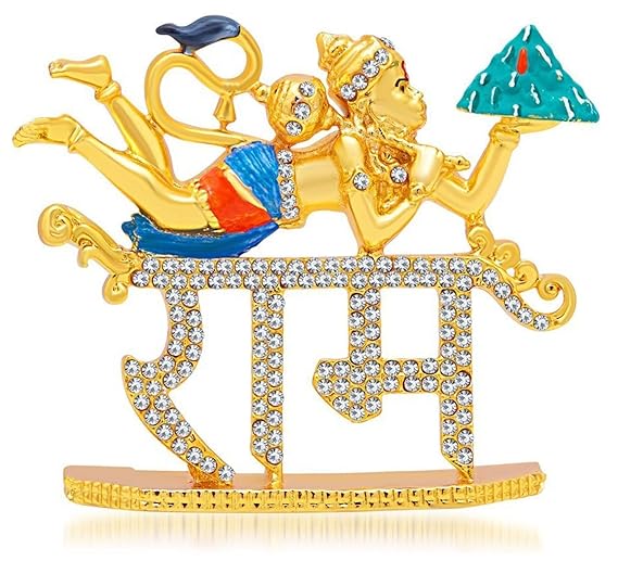 Handmade Lord Hanuman metal idol, featuring intricate detailing, ideal for car dashboards, home decor, or mandir altars.