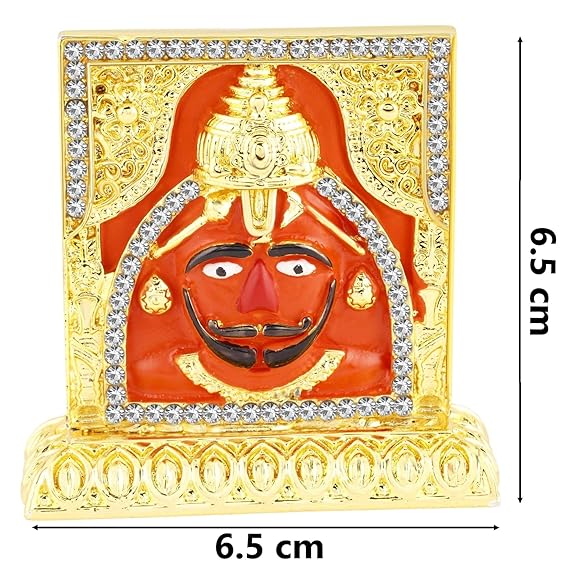 Handmade Lord Hanuman metal idol with intricate detailing, ideal for car dashboards, home decor, or mandir altars.