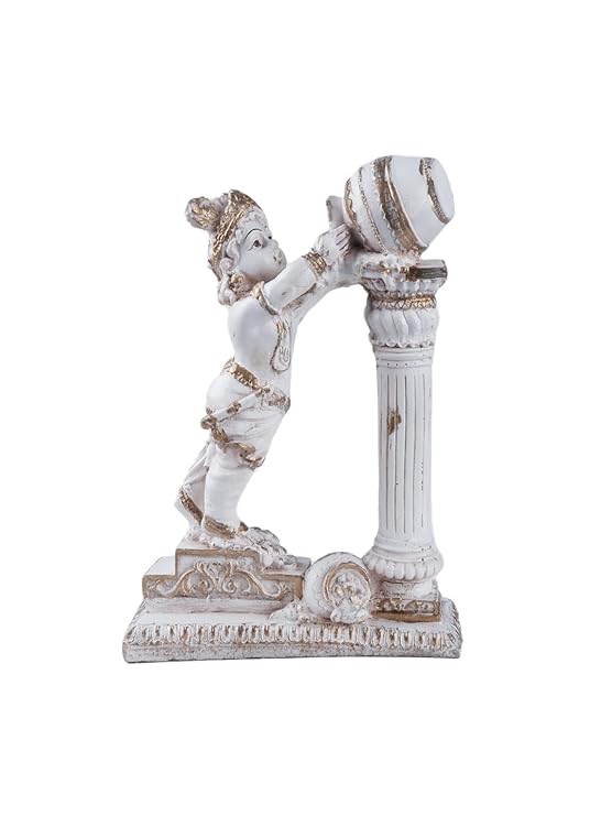 Handcrafted Lord Krishna idol in resin, showcasing intricate details and vibrant colors, ideal for home decor or altars.
