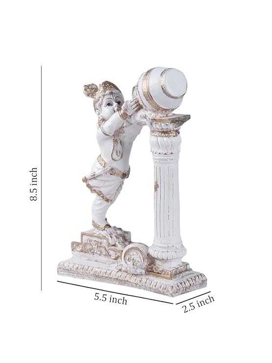 Handcrafted Lord Krishna idol in resin, showcasing intricate details and vibrant colors, ideal for home decor or altars.