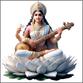 Maa Saraswati God Wall Sticker for Pooja Room, Livingroom, Bedroom, Office, Kidsroom (Size - 45 CM x 45 CM) (Desg_0105)