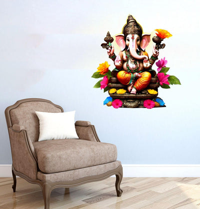 A vibrant 3D Ganesha wall sticker featuring intricate details, perfect for enhancing home decor with spirituality.