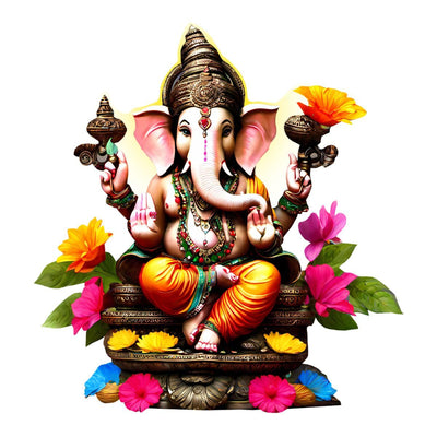 A vibrant 3D Ganesha wall sticker featuring intricate details, perfect for enhancing home decor with spirituality.