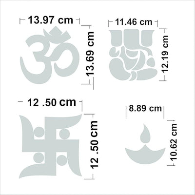 3D Ganesha combo mirror stickers featuring a reflective surface, ideal for home decor and honoring the Hindu faith.