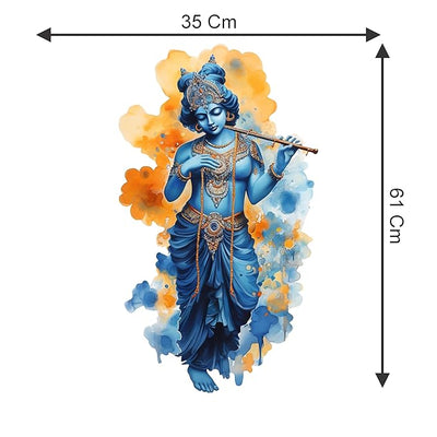 3D Lord Krishna wall sticker showcasing vibrant colors and intricate details, ideal for adding spirituality and elegance to any living space.