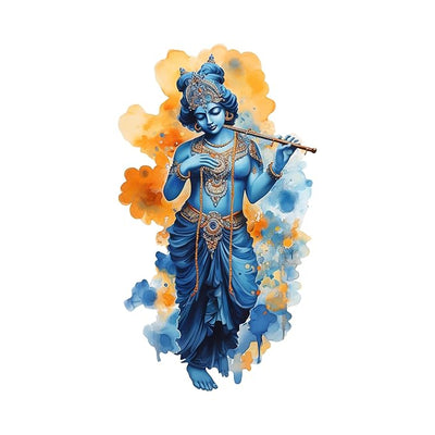 3D Lord Krishna wall sticker showcasing vibrant colors and intricate details, ideal for adding spirituality and elegance to any living space.