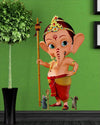 3D glow-in-the-dark Ganesh sticker, measuring 32.2L x 1W x 60H cm, crafted from durable PVC vinyl, perfect for adding spirituality to your home.