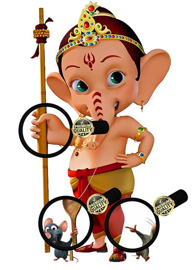 3D glow-in-the-dark Ganesh sticker, measuring 32.2L x 1W x 60H cm, crafted from durable PVC vinyl, perfect for adding spirituality to your home.