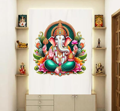 3D PVC vinyl Ganesh sticker, measuring 45L x 0.5W x 45H cm, designed for easy application and adding a spiritual touch to any room