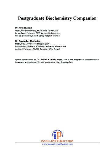 POSTGRADUATE BIOCHEMISTRY COMPANION by Dr. Rittu Chandel, Dr. Gangadhar Chattrjee [Paperback]