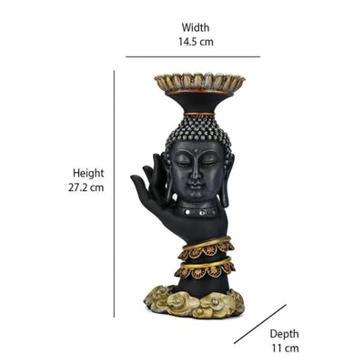 Lord Buddha Showpiece Statue Tealight Candle Holder forLiving Room Wall Shelf Desk