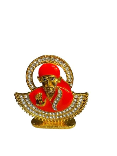 Metal God Sai Baba Face Brass Idol for Temple, Home, Offices, Car Dashboard or Decoration