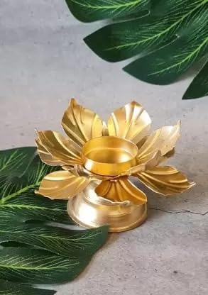 2 Pcs Candle Holder Lotus Tealight Holder Metal Stand for Home Decor, pooja room