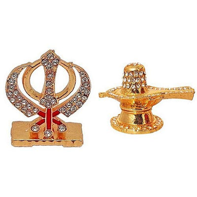 Punjabi Khanda Symbols of Sikh Idol and Lord Shiva Shivling/Shivlinga Idol Pooja God Statue Gift Item Decorative Showpiece