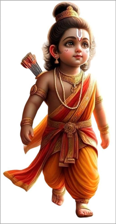 PVC Vinyl Lord Ram ji God of Ayodhya Ram Wall Sticker for Kids Room/Living Room Wall Sticker Size - 31x60 cm Pack of 1