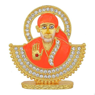 Metal God Sai Baba Face Brass Idol for Temple, Home, Offices, Car Dashboard or Decoration