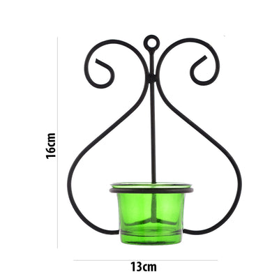 Decor Set of 1 Wall Hanging Tealight Candle Holder Metal Wall Sconce with Glass Cups