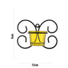 Set of 1 Wall Hanging Tealight Candle Holder Metal Wall Sconce with Glass Cups - Decorations Items for Home Wall Decor - Butterfly Yellow