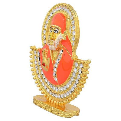 Metal God Sai Baba Face Brass Idol for Temple, Home, Offices, Car Dashboard or Decoration