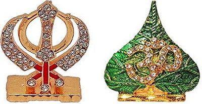 Combo of 2 Punjabi Khanda Symbols of Sikh Idol & Lord Om Sign Idol Home Dcor Pooja Statue Gift Item Decorative Showpiece